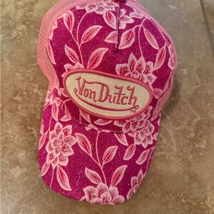 Von Dutch Pink Floral Hat Stylish Accessory